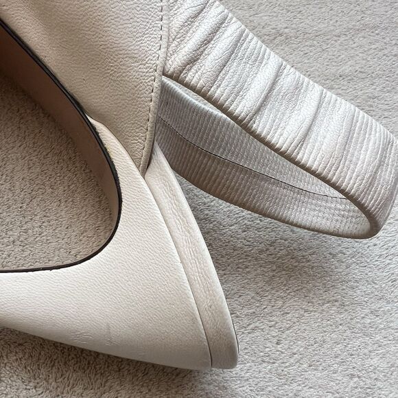 Lewit Marta Cream Leather Slingback Pump Women EU 36.5 US 6 Classic Pointed Toe - Picture 5 of 14
